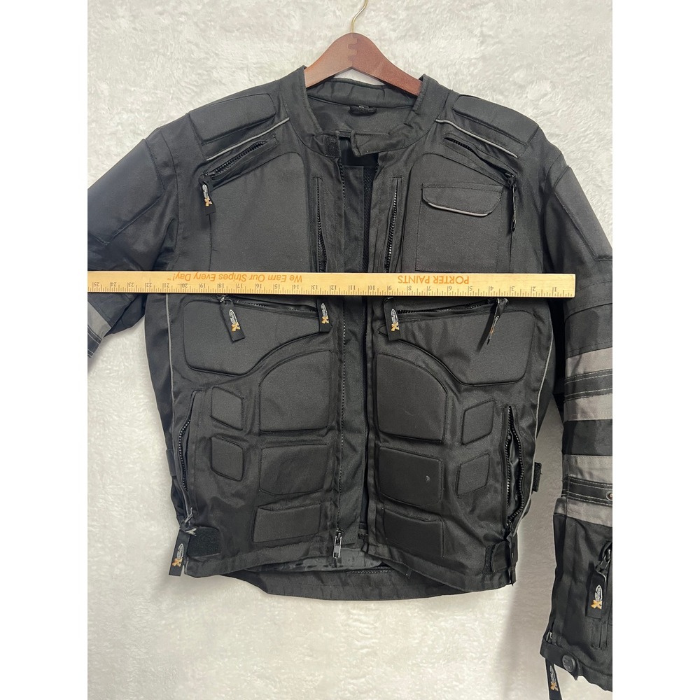 Xelement Armored Motorcycle Racing Jacket Black Grey Padded Riding Gear Mens - Picture 14 of 15